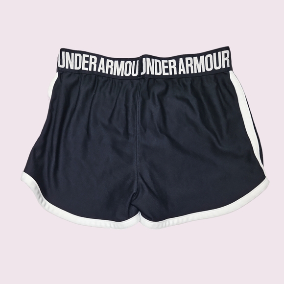 Under Armour Girls Athletic Shorts Black & White Size Large - Picture 2 of 2